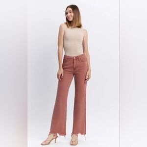 Vervet Aztec Super High Rise Crop Flare Salmon Jeans 32 X 32 Long Tall [221]